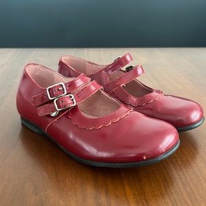 JACADI RED LEATHER MARY JANE GIRLS, size 27, US size 10